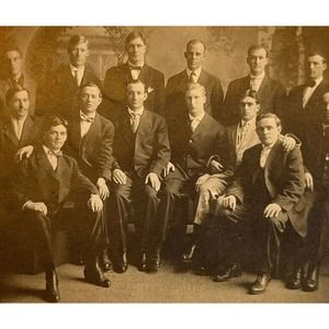 Antique 1900s Ephemera RPPC Postcard Large Group Portrait Black White Unused SEE